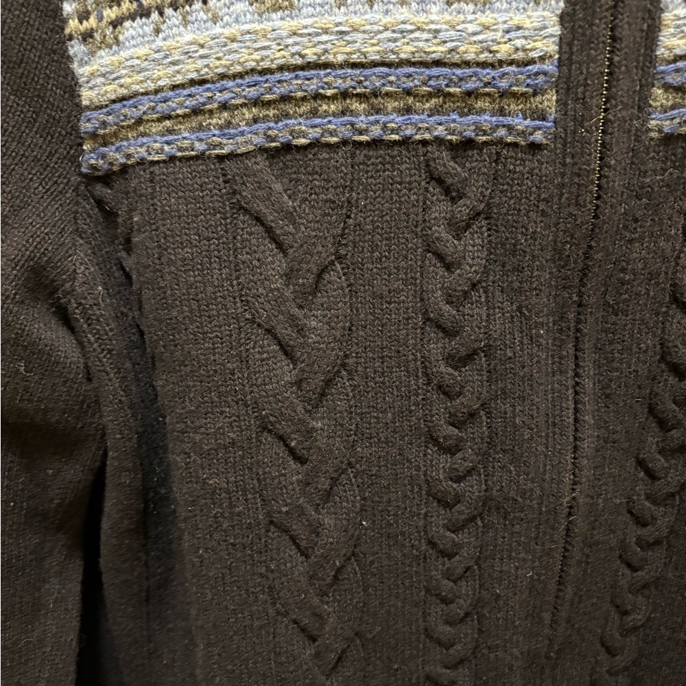 Banana Republic Italian Yarn Full Zip Men’s Sweater XL Fair Isle & Cable Knit - Picture 6 of 14